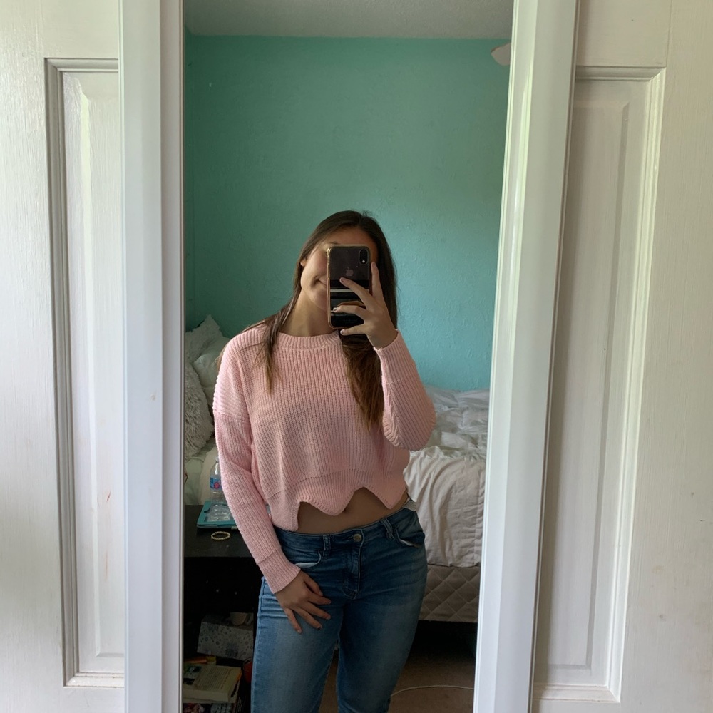 cropped pink sweater